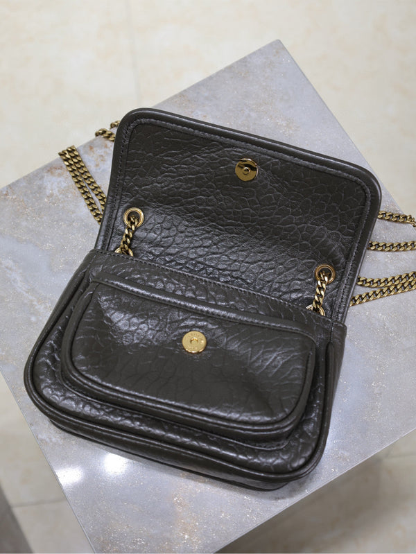 YSL Niki Bag 18cm Black Gold Sheepskin