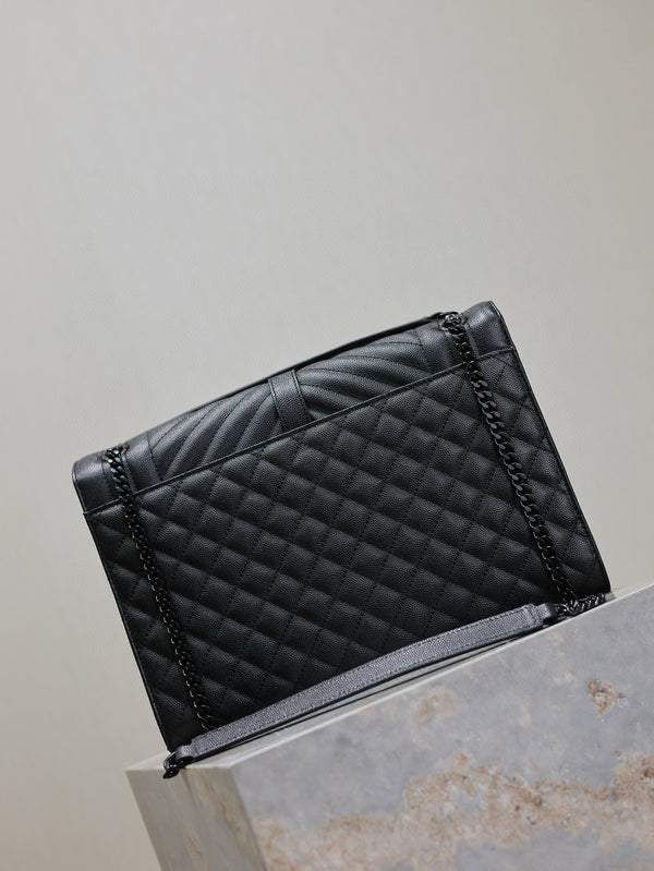 YSL Envelope Chain Large Bag 31cm Black Cowhide