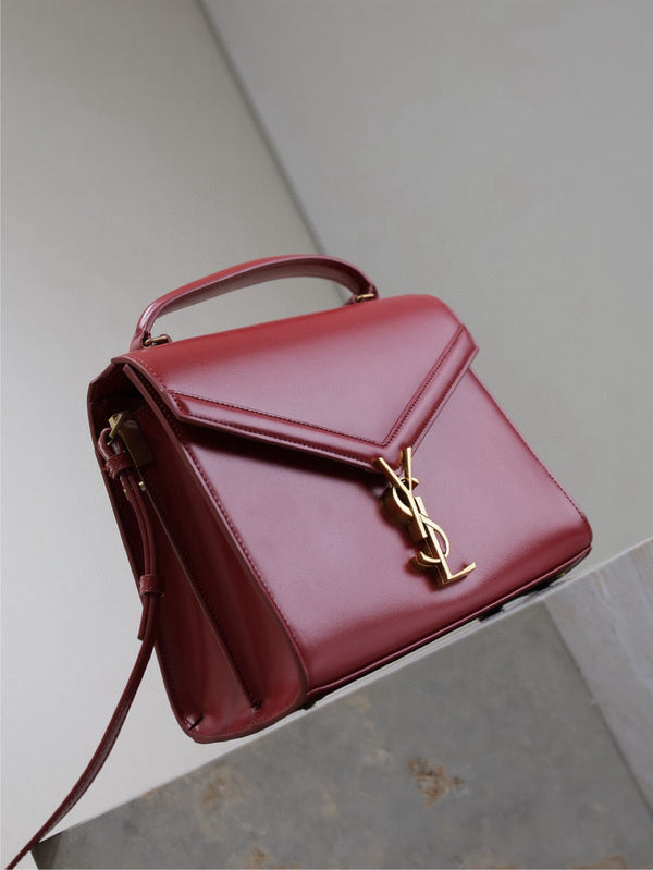 YSLCassandra Top Handle Bag Medium 25cm Red Cowhide GHW