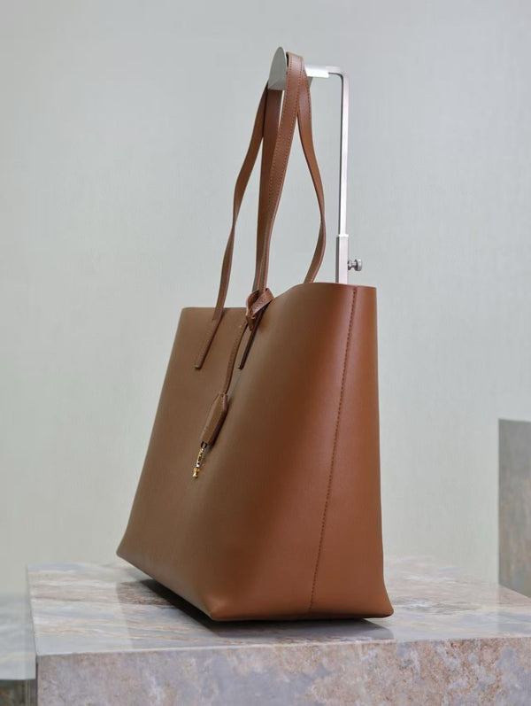 YSL 2025 Tote 38cm Bag Brown Smooth Leather