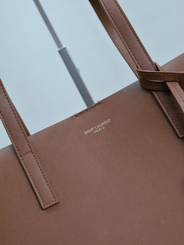 YSL 2025 Tote 38cm Bag Brown Smooth Leather