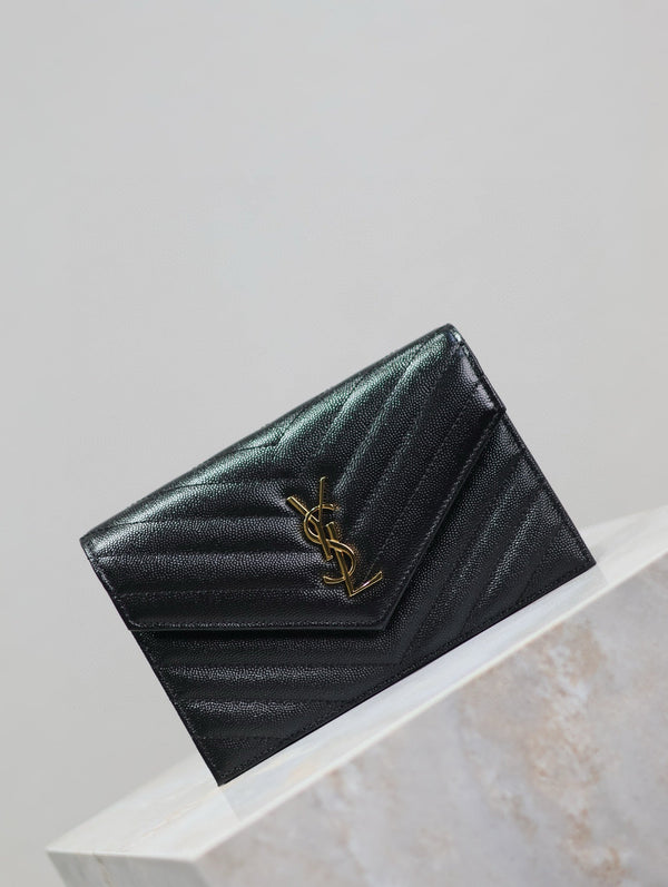 YSL WOC Small Envelope Bag 19cm Black Caviar GHW
