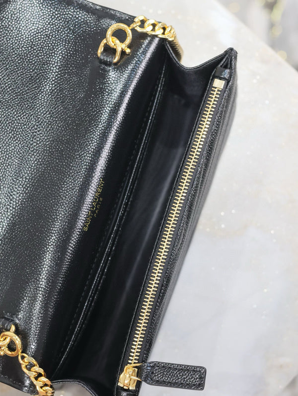 YSL WOC Small Envelope Bag 19cm Black Caviar GHW