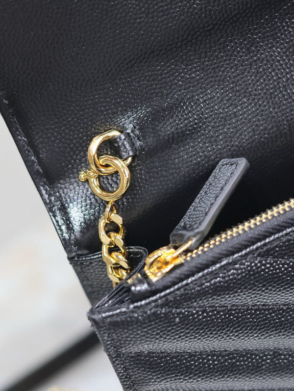 YSL WOC Small Envelope Bag 19cm Black Caviar GHW