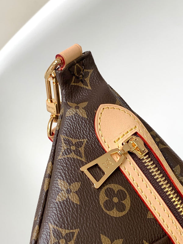 Louis Vuitton 2025 High Rise Bumbag Brown Beige Cowhide Canvas