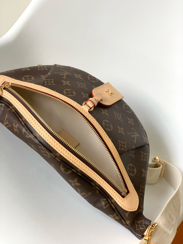 Louis Vuitton 2025 High Rise Bumbag Brown Beige Cowhide Canvas