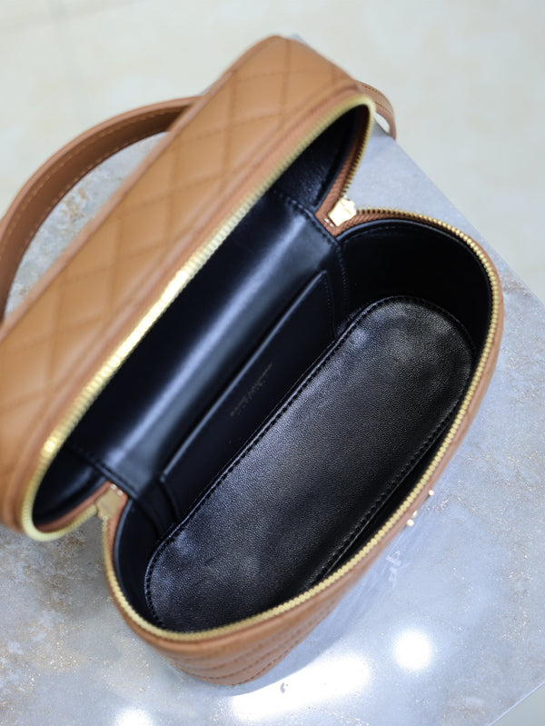 YSL Gaby Mini Vanity 18 Brown Lambskin Gold Hardware