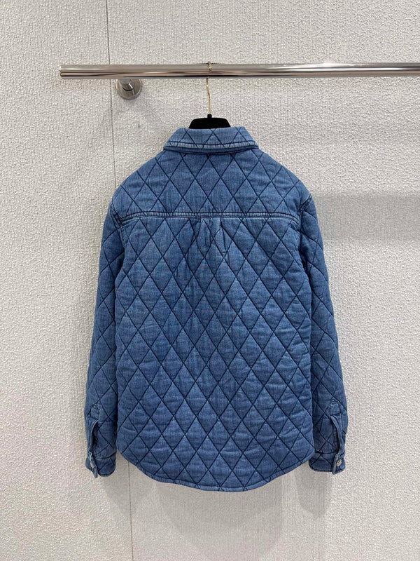 Chanel 2025 Quilted Jacket Blue Denim Fabric