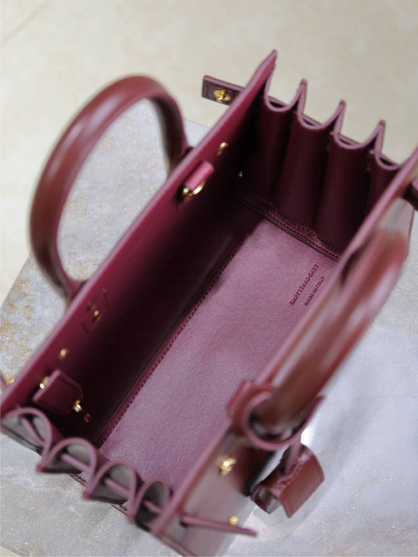 Saint Laurent Sac De Jour Nano Tote Bag Burgundy Calfskin