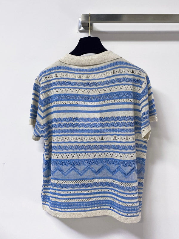 CC 2026 Strips Short-Sleeved Shirt Blue Flax Lelin 479950