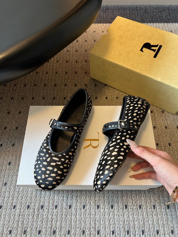 TR 26SS One-Strap Mary Jane Flats Horsehair 36166