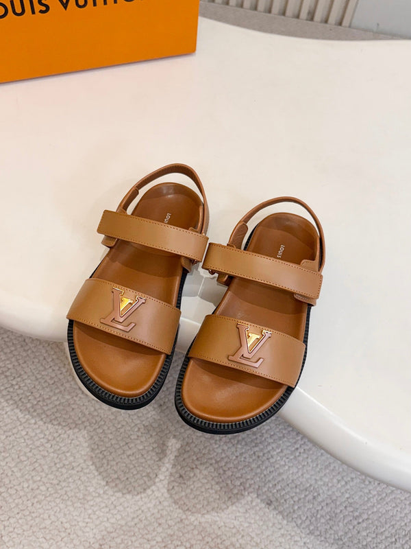 LV Sunset Flat Comfort Sandals Leather 912816