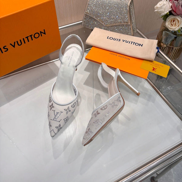 LV 2026 Gala Slingback Heels 10cm Imported Mesh 140721