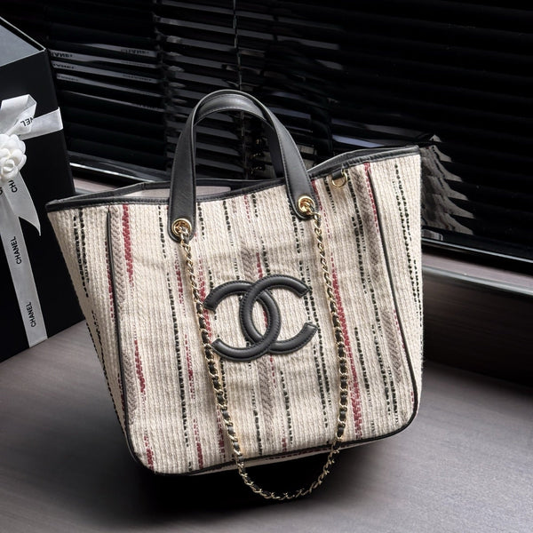 CC 26S Small Shopping Bag Striped Canvas