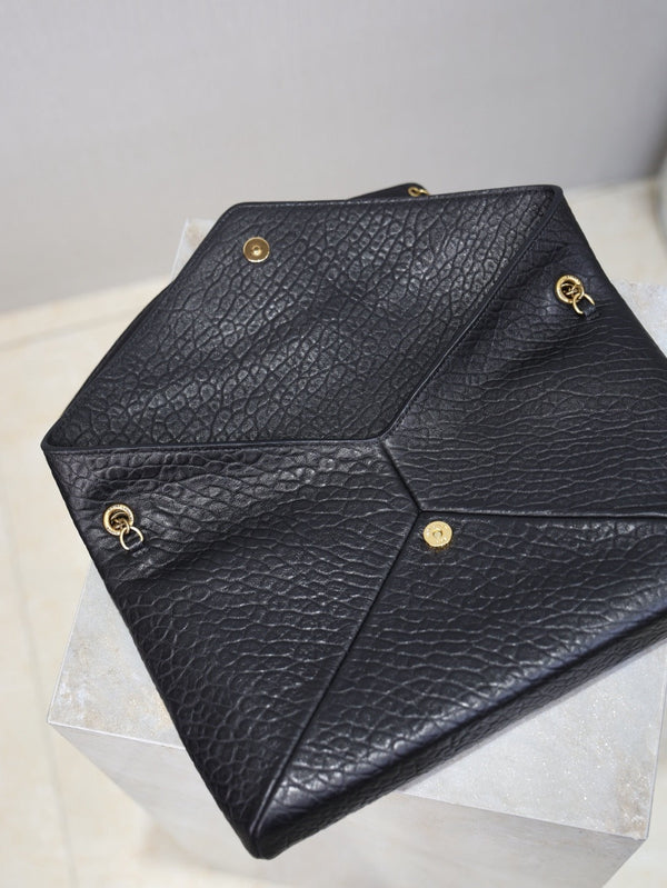 YSL 2025 Cassandre XXLn Envelope Pouch On Chain Black Lambskin