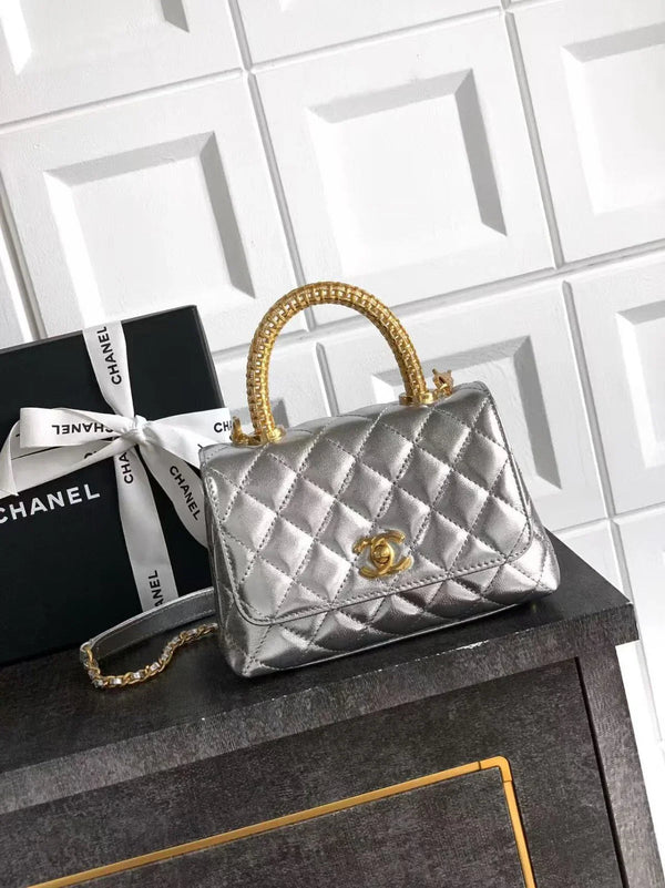Chanel 2026 Quilted Coco Handle Flap Bag 14cm Black Calfskin