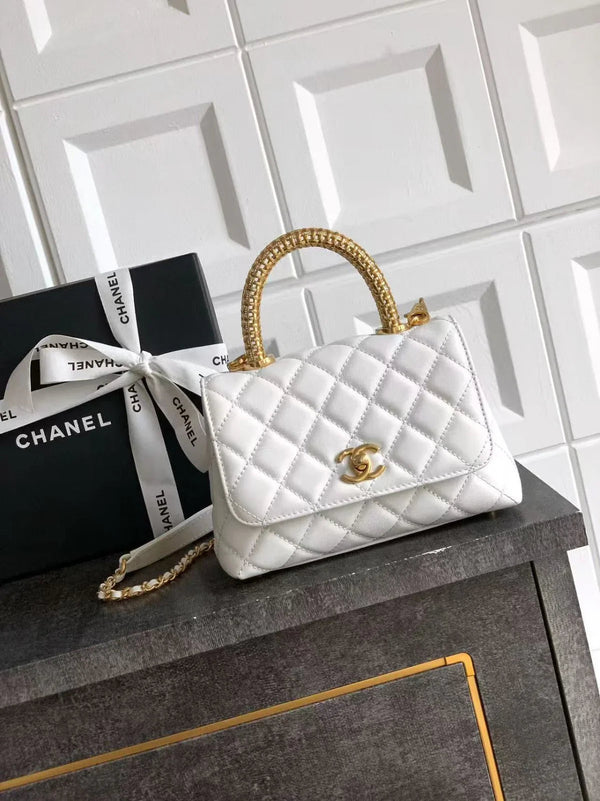 Chanel 2026 Quilted Coco Handle Flap Bag 14cm Black Calfskin