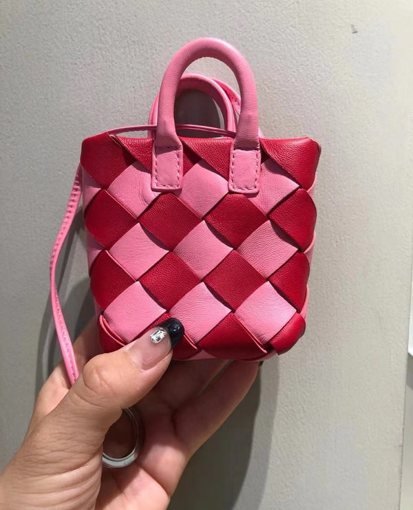 BV Mini Bag Charm Red Pink Leather