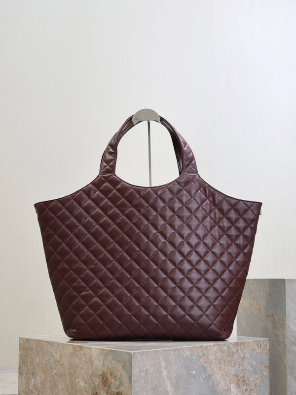 YSL ICARE MAXI SHOPPING BAG 58 CM BURGUNDY SHEEPSKIN