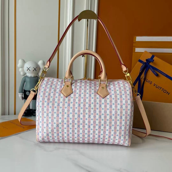 LV Speedy Bandoulière Bag 30 Beige Pink in Cowhide