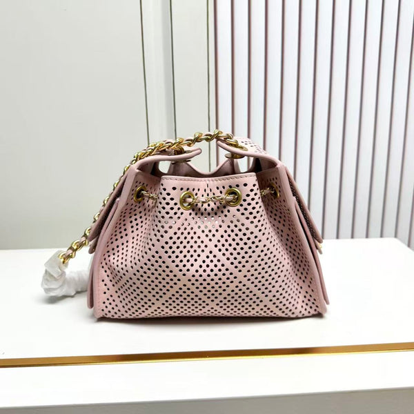 CC Hobo Bag 22cm Pink Perforated Soft Cowhide