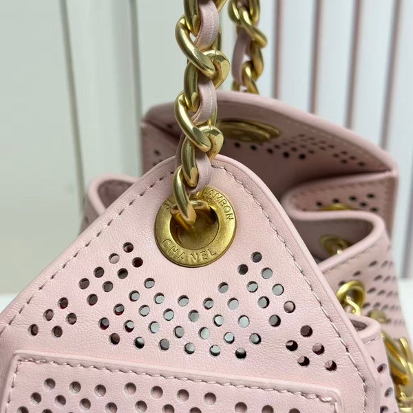 CC Hobo Bag 22cm Pink Perforated Soft Cowhide