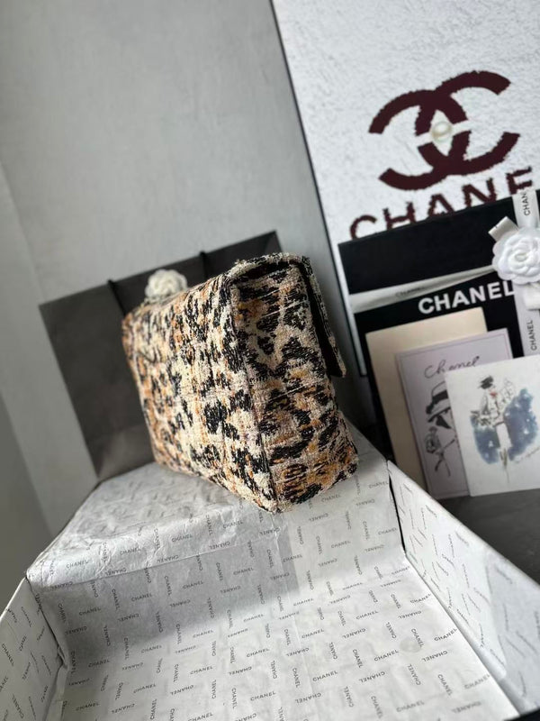 CC Bag 32cm Leopard Print Grosgrain Tweed GHW