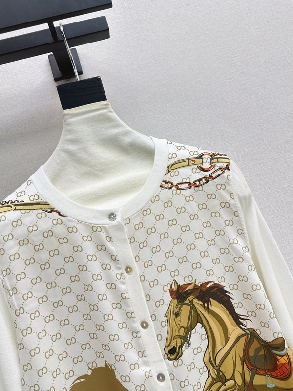 HM Heritage Horsebit Cardigan White Wool