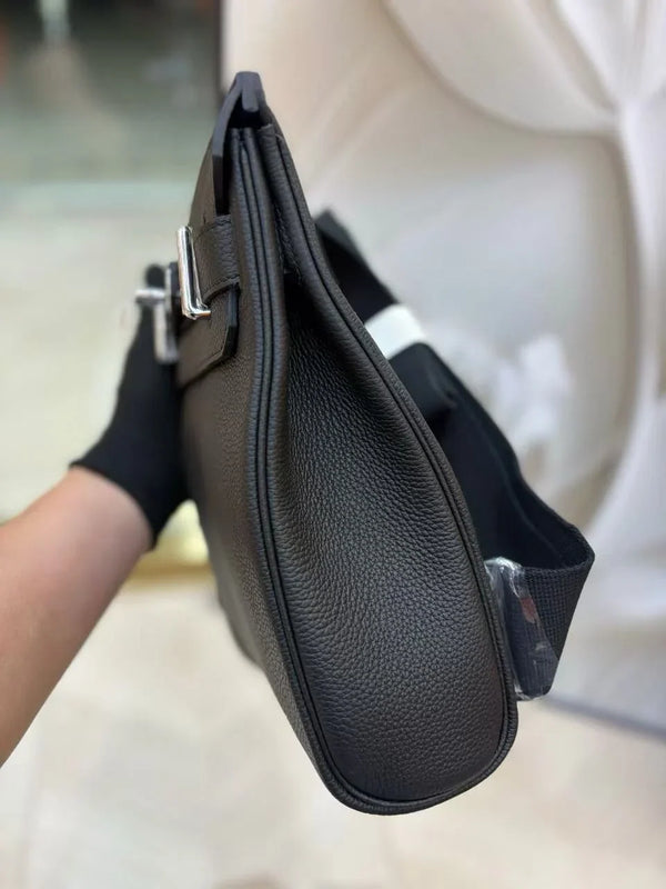 HM 2026 Hac a Dos PM Bag 21cm Black Silver Togo Leather