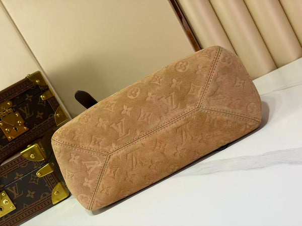 LV Monogram Empreinte All In One PM Bag 40cm Beige Trench Suede