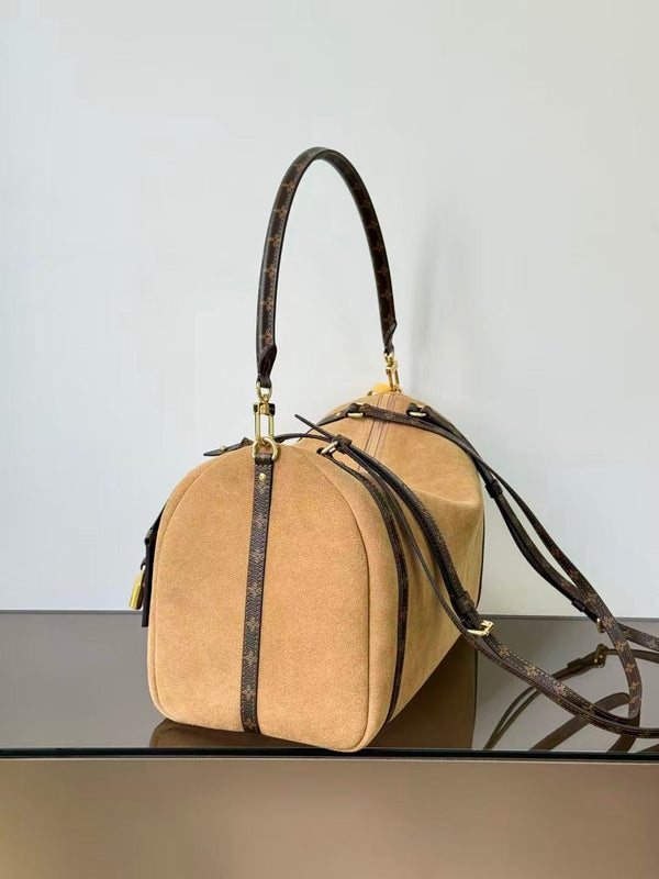 LV Express MM Bag 36cm Hazelnut Brown Suede