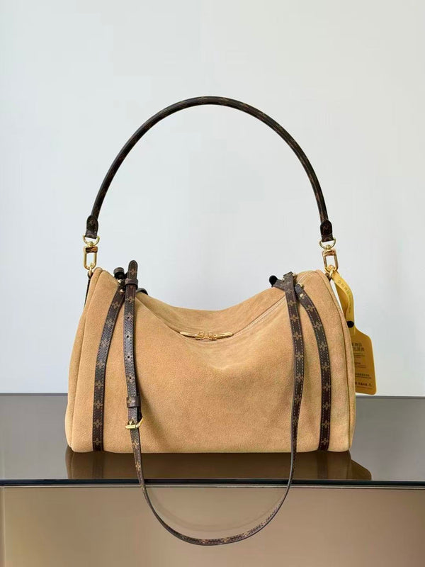 LV Express MM Bag 36cm Hazelnut Brown Suede