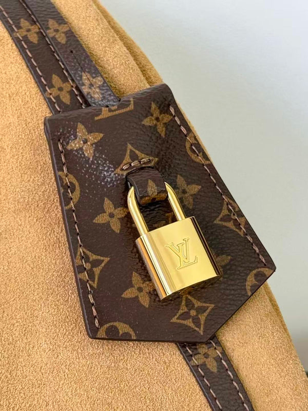 LV Express MM Bag 36cm Hazelnut Brown Suede