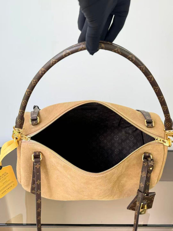 LV Express MM Bag 36cm Hazelnut Brown Suede