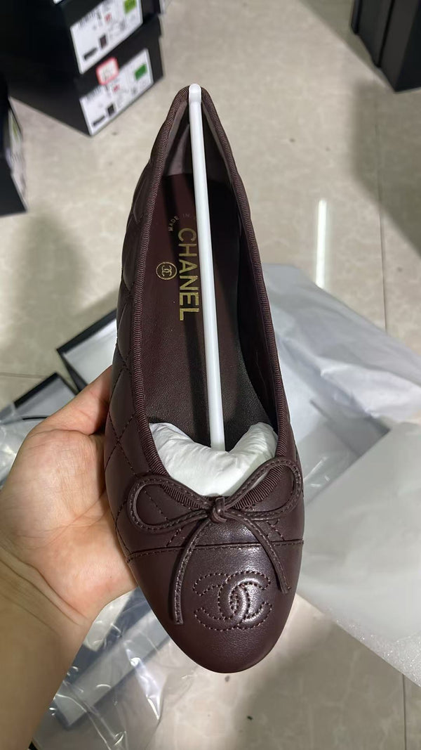 CC 2026 Ballet Flat Brown Lambskin
