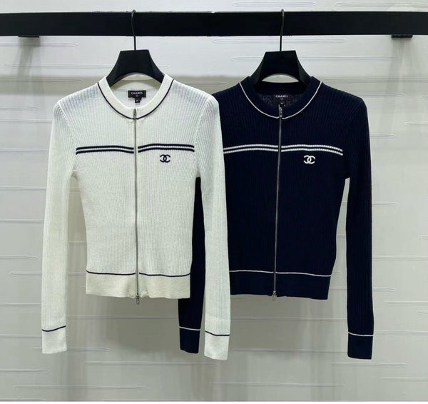 CC 26s Neck Knitted Zipper Cardigan Wool 426271