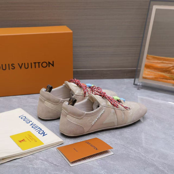 LV Sneakerina Beige Monogram Denim & Suede Calf Leather