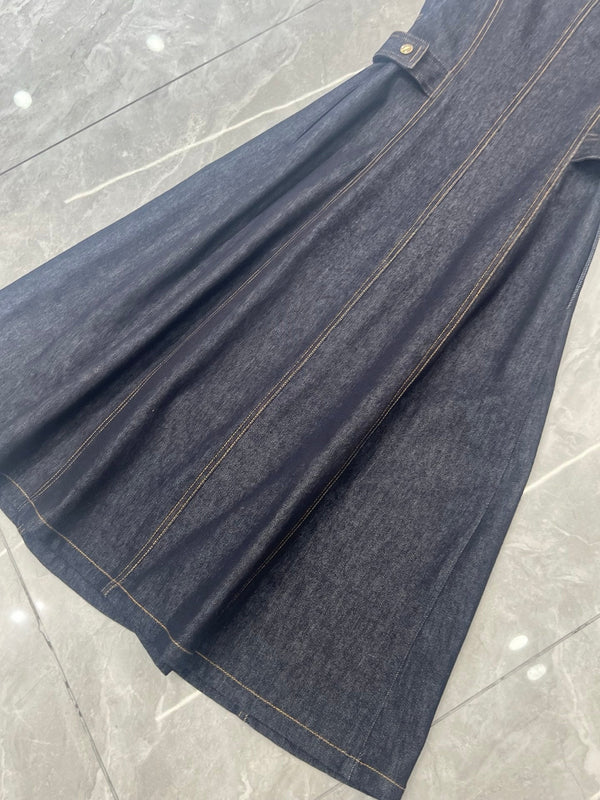 LV Sleeveless Midi Dress Navy Blue Denim 425815