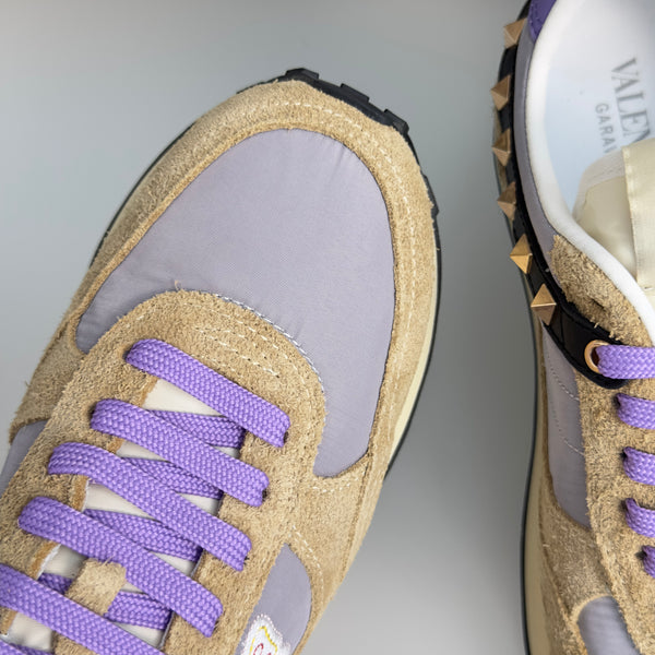 VLTN Garavani Stud Up Butterfly Sneakers Purple Multicolor Suede