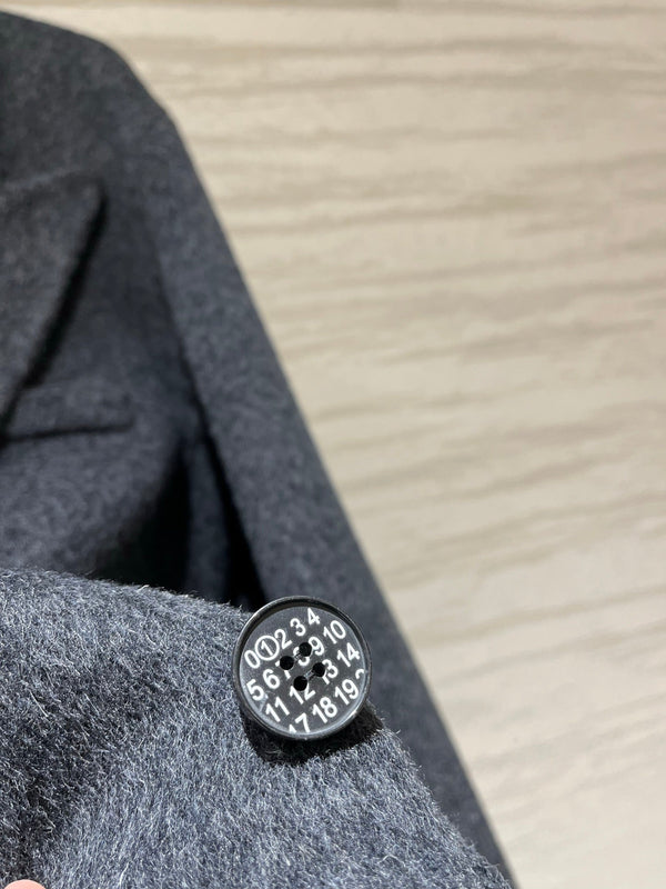 MM6 Double Breasted Coat in Grey Wool