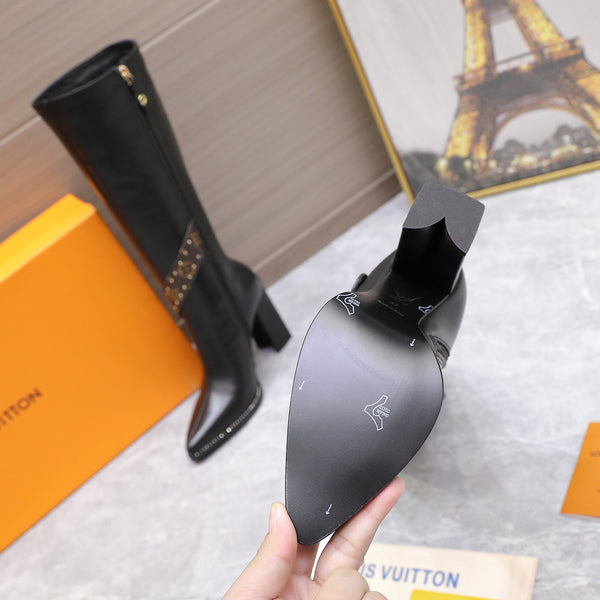 LV Legacy High Boot 95mm Black Calfskin Leather