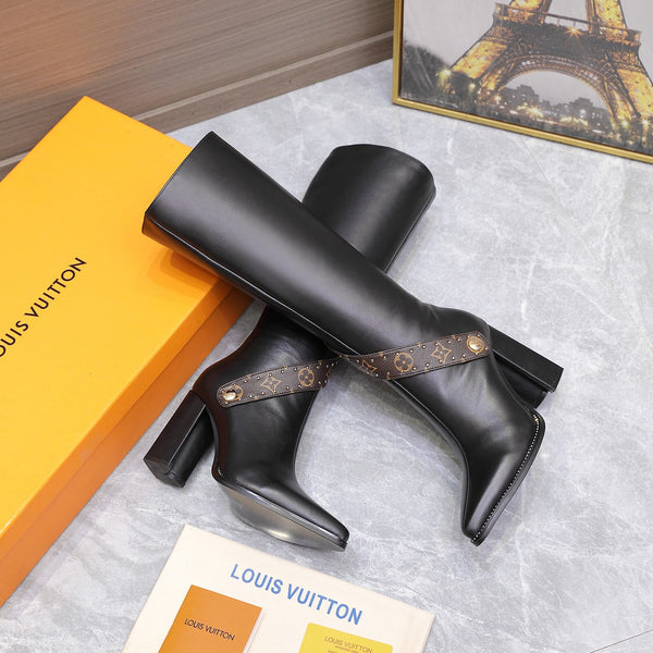 LV Legacy High Boot 95mm Black Calfskin Leather