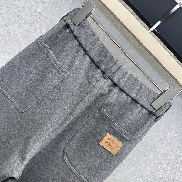 LV Scuba Jersey Wide-Leg Pants Grey Cotton