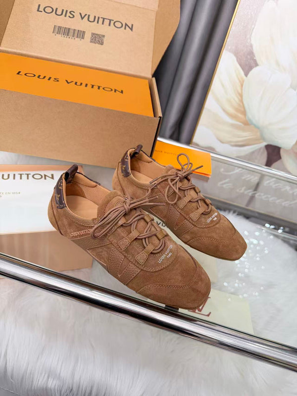 LV Sneakerina Sneaker Ballerina Brown Suede Calfskin Leather