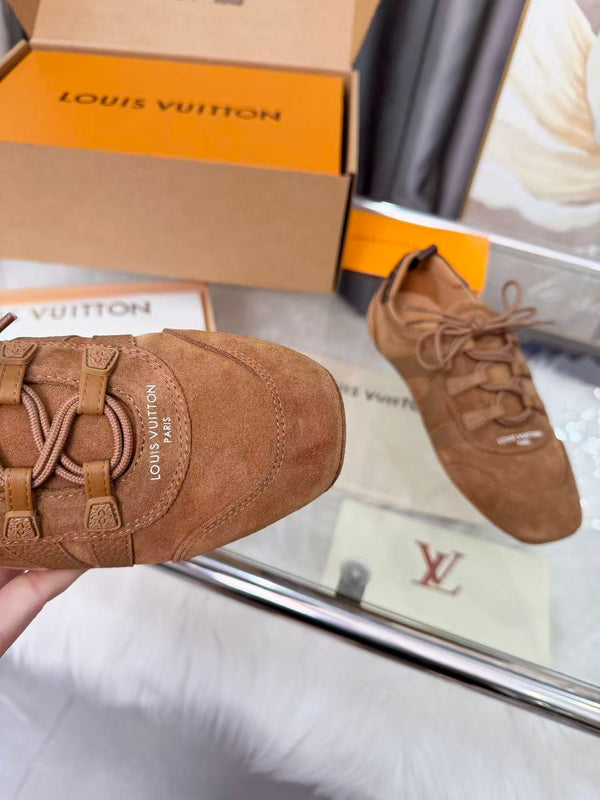 LV Sneakerina Sneaker Ballerina Brown Suede Calfskin Leather