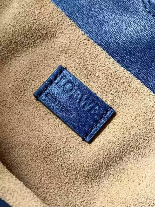 Loew Medium Flamenco Clutch 30cm Dark Blue Nappa Leather