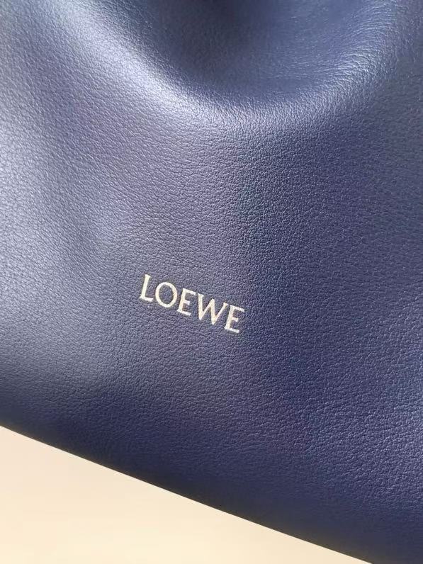 Loew Medium Flamenco Clutch 30cm Dark Blue Nappa Leather