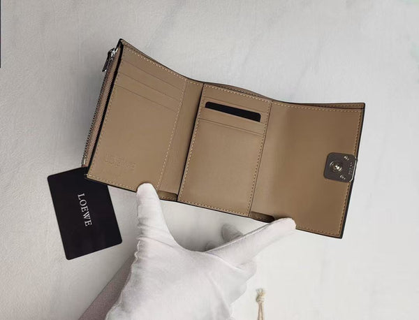 LW Anagram Trifold Wallet 12cm Brown Leather