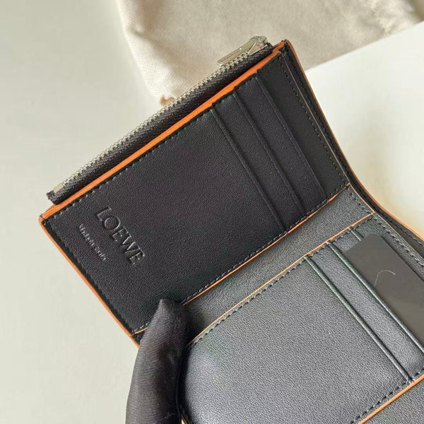 LW Anagram Trifold Wallet 12cm Black Leather