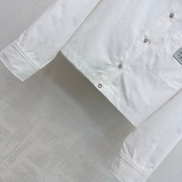 LV Cropped Bowtie Shirt in White Cotton
